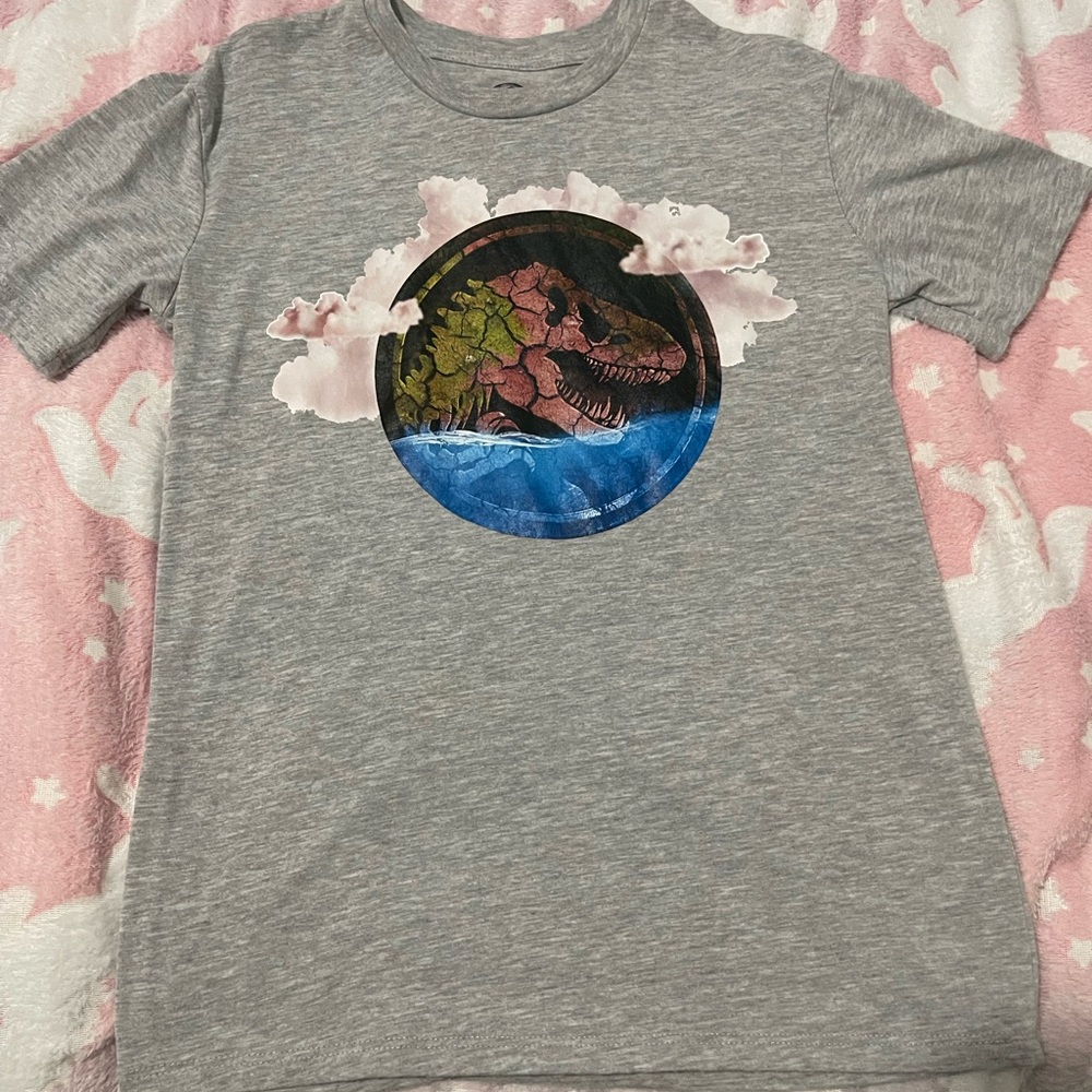 Kids' Short-Sleeve Graphic Tee - Grey Dinosaur Circle Print